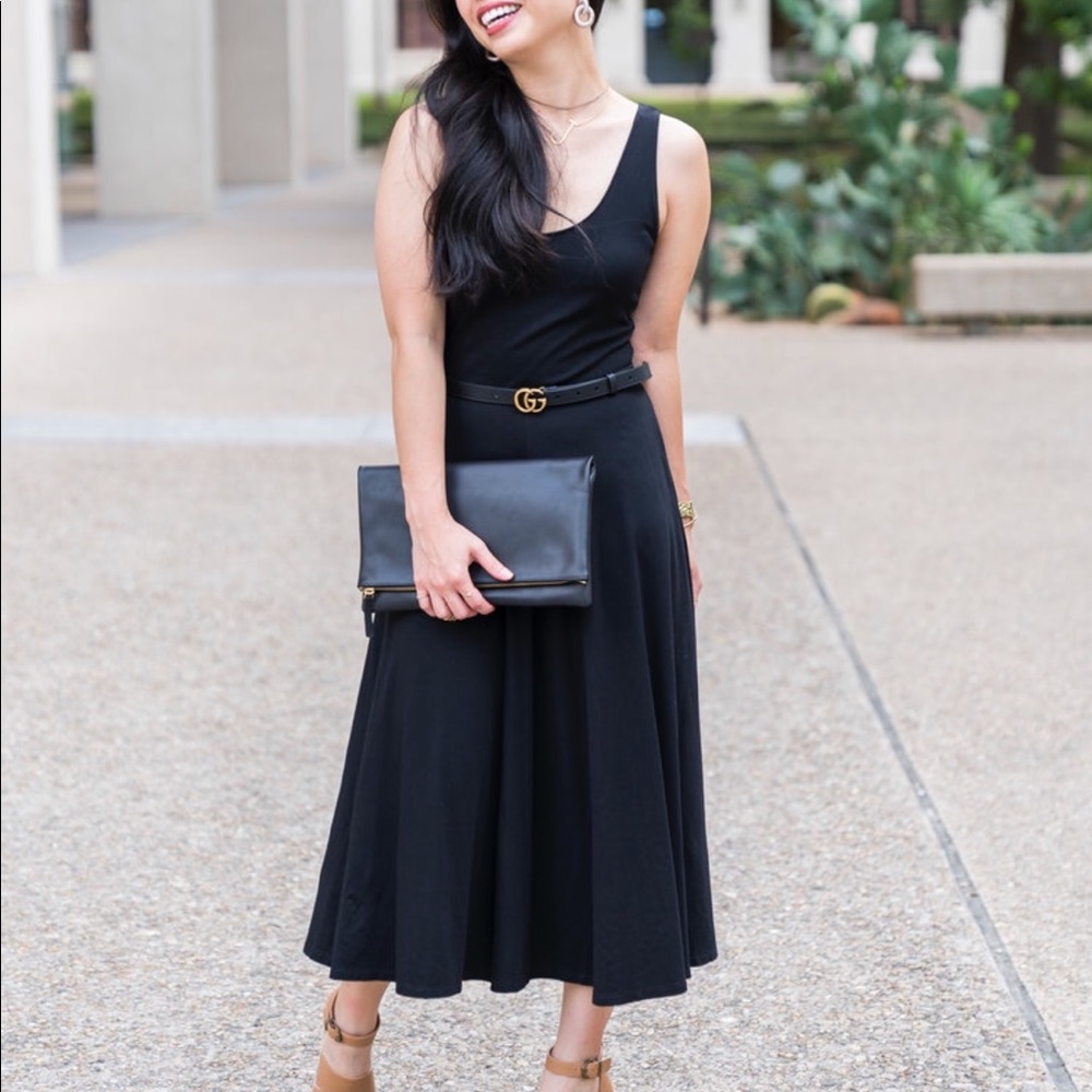 Leith Black A-Line midi dress